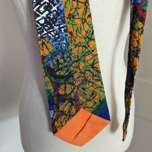 Vintage Tie Batik Abstract Design Pattern Boho Cotton Wide Unisex Art Handmade - Picture 4 of 8